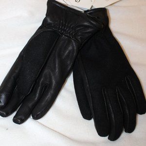 NWT UGG MEN'S‎ LEATHER WOOL WINTER TECH ENABLED GLOVES BLACK